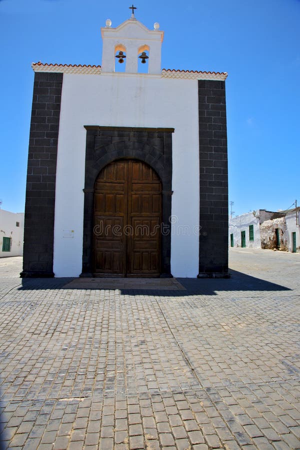 Bell tower lanzarote spain the old wall terrace church arre