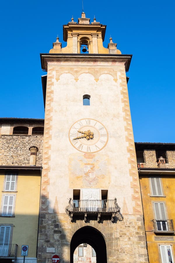 Bell Tower on Piazza Della Cittadella in Bergamo Stock Photo - Image of ...