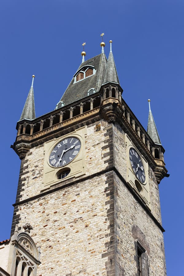 Bell tower in Prague stock photo. Image of tower, clock - 16244188