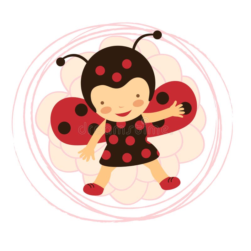 Bella carta del bambino della coccinella royalty illustrazione gratis Bella carta del bambino della coccinella royalty illustrazione gratis