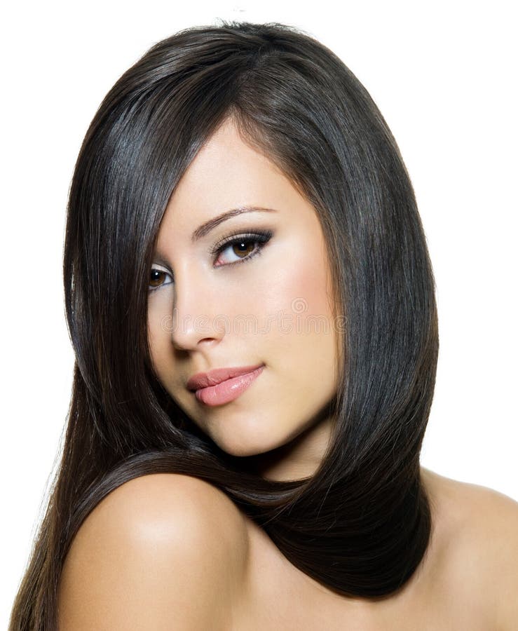 Bella donna con capelli diritti lunghi fotografia stock libera da diritti Bella donna con capelli diritti lunghi fotografia stock libera da diritti