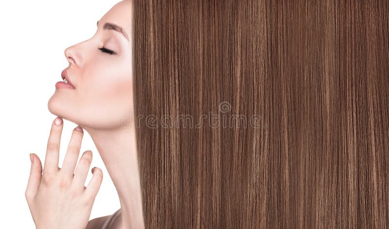 Bella donna con capelli marroni lunghi lussuosi fotografie stock Bella donna con capelli marroni lunghi lussuosi fotografie stock