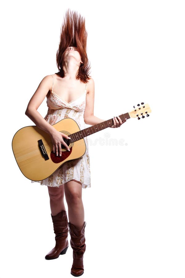 Bella donna con la chitarra fotografie stock libere da diritti