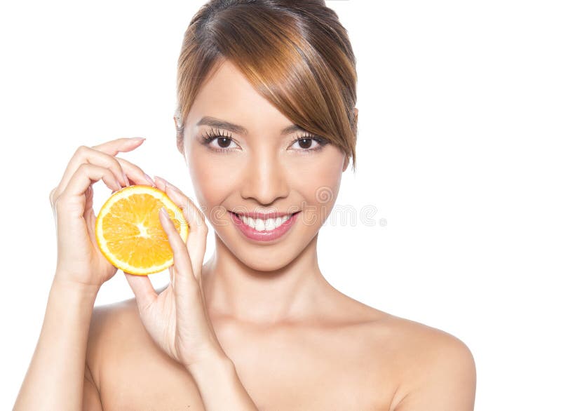 Bella giovane donna asiatica con pelle perfetta immagine stock