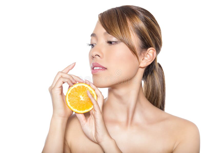 Bella giovane donna asiatica con pelle perfetta fotografie stock