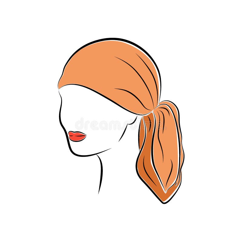 Bella giovane donna in bandana capa arancio illustrazione vettoriale Bella giovane donna in bandana capa arancio illustrazione vettoriale