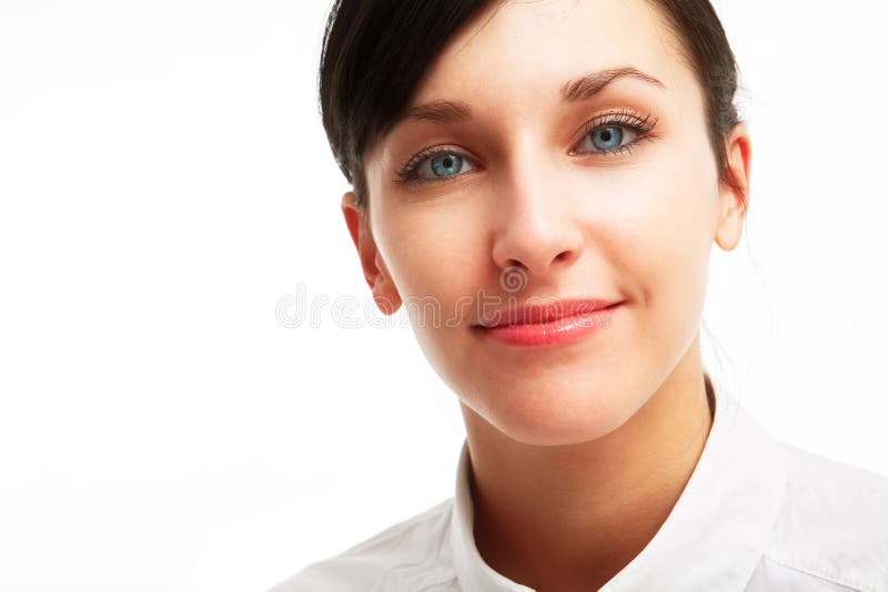 Bella giovane donna con gli occhi azzurri fotografie stock libere da diritti Bella giovane donna con gli occhi azzurri fotografie stock libere da diritti
