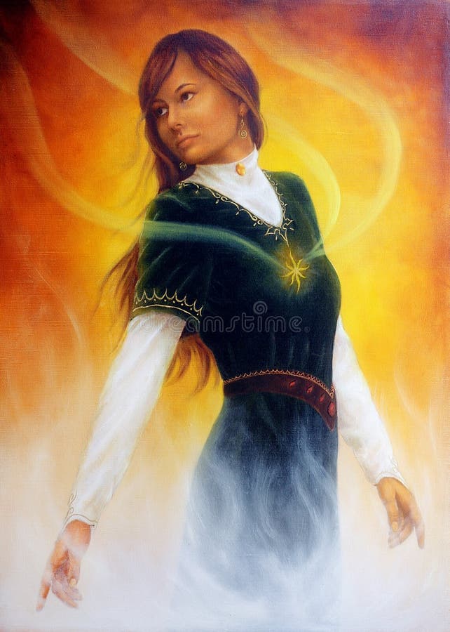 Bella giovane donna della pittura con l'ornamentale illustrazione vettoriale Bella giovane donna della pittura con l'ornamentale illustrazione vettoriale