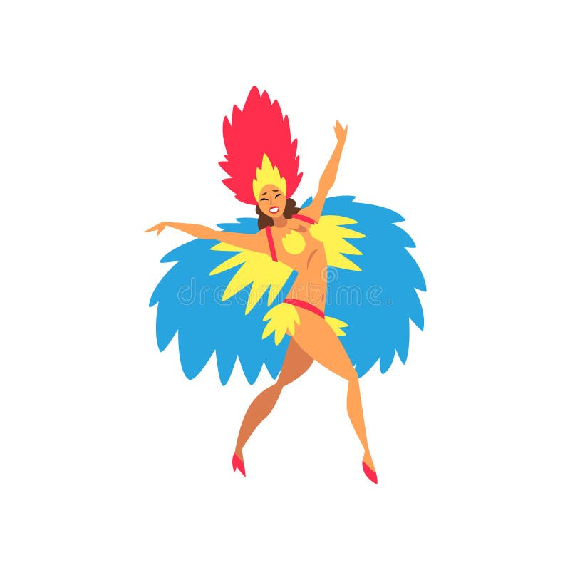 Bella giovane donna nella samba ballante del costume luminoso variopinto di festival, ballerino brasiliano di carnevale, Rio de J royalty illustrazione gratis Bella giovane donna nella samba ballante del costume luminoso variopinto di festival, ballerino brasiliano di carnevale, Rio de J royalty illustrazione gratis