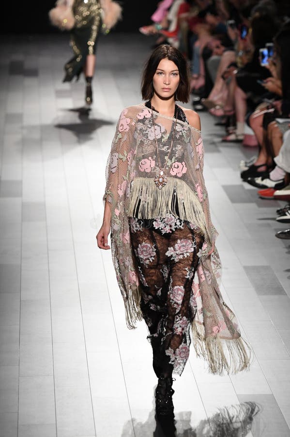 Bella Hadid Walks the Runway for Anna Sui Fashion Show Editorial Image