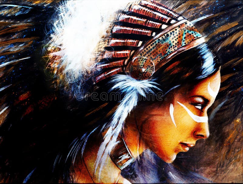 Bella pittura dell'aerografo di giovane donna indiana che indossa una Bi illustrazione vettoriale Bella pittura dell'aerografo di giovane donna indiana che indossa una Bi illustrazione vettoriale