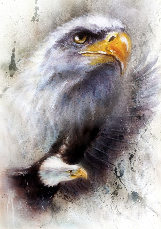 Bella pittura di un'aquila di volo, su una b strutturata estratto royalty illustrazione gratis Bella pittura di un'aquila di volo, su una b strutturata estratto royalty illustrazione gratis