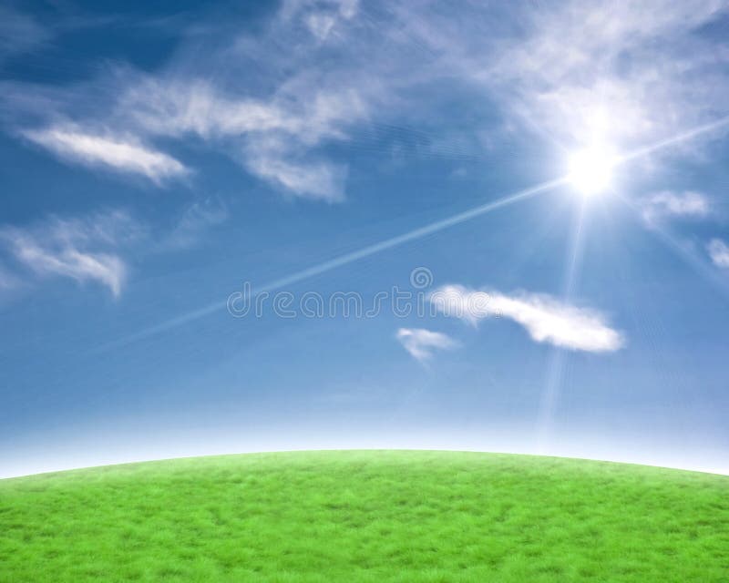 Bella priorità bassa blu e verde con il chiarore del sole fotografia stock Bella priorità bassa blu e verde con il chiarore del sole fotografia stock