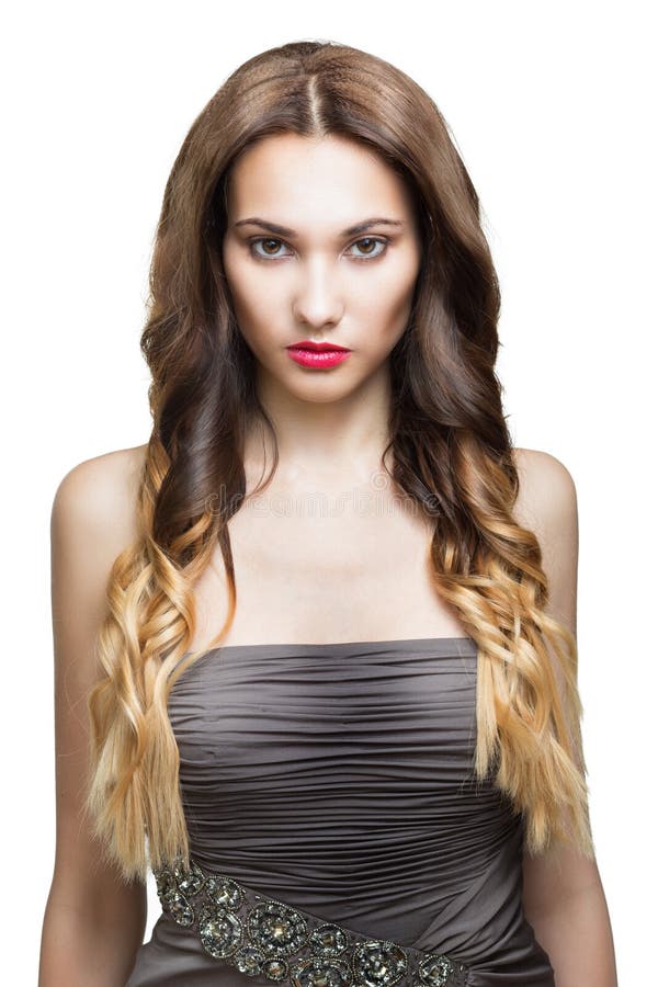 Bella ragazza castana. Capelli lunghi sani di Brown. immagini stock libere da diritti Bella ragazza castana. Capelli lunghi sani di Brown. immagini stock libere da diritti