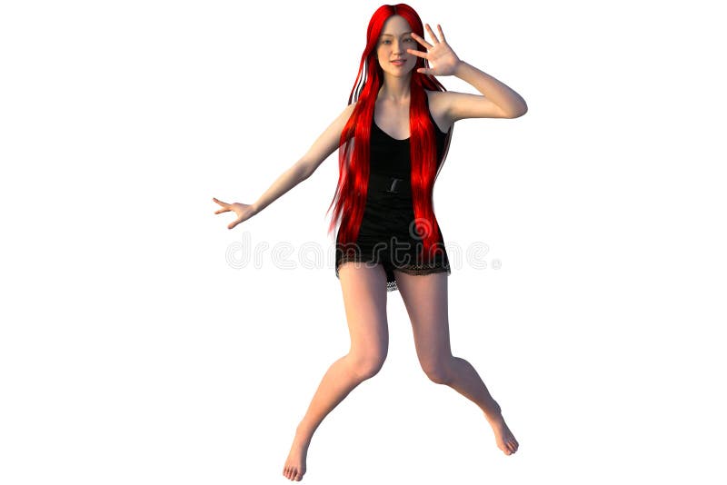 Bella ragazza con il dancing rosso lungo dei capelli davanti alla macchina fotografica royalty illustrazione gratis Bella ragazza con il dancing rosso lungo dei capelli davanti alla macchina fotografica royalty illustrazione gratis