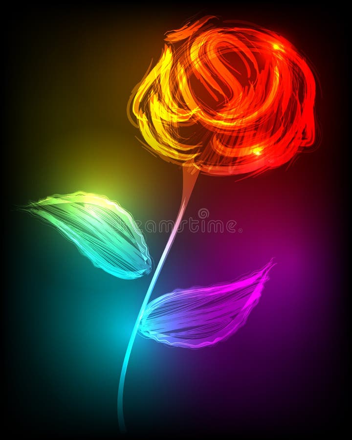 Bella rosa fatta di indicatore luminoso variopinto illustrazione di stock Bella rosa fatta di indicatore luminoso variopinto illustrazione di stock