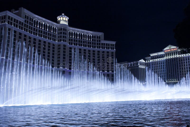 Bellagio Resort Water Fountain Show at Night Editorial Photo Image of