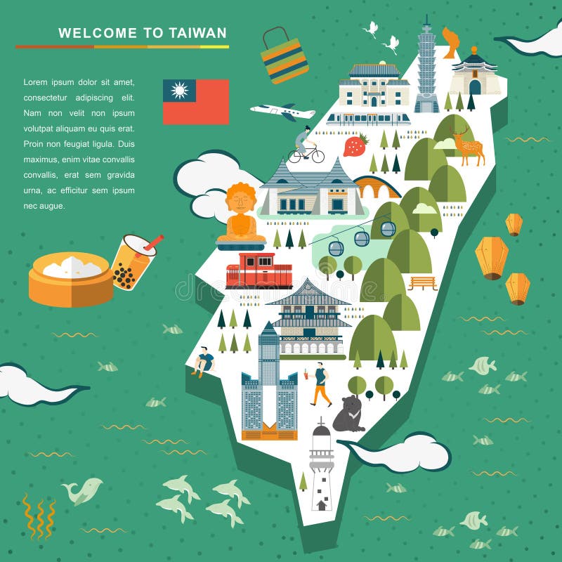 Belle carte de voyage de Taïwan illustration stock Belle carte de voyage de Taïwan illustration stock