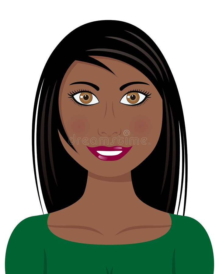 Belle femme d'Afro avec de longs cheveux noirs illustration de vecteur Belle femme d'Afro avec de longs cheveux noirs illustration de vecteur