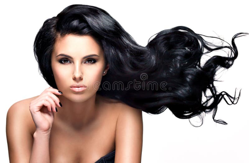 Belle femme de brune avec de longs cheveux noirs image stock Belle femme de brune avec de longs cheveux noirs image stock
