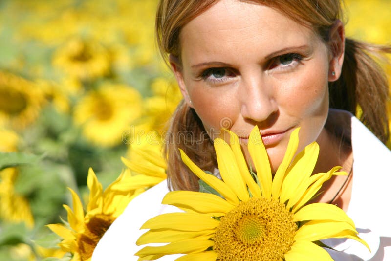 Belle femme de tournesol image libre de droits