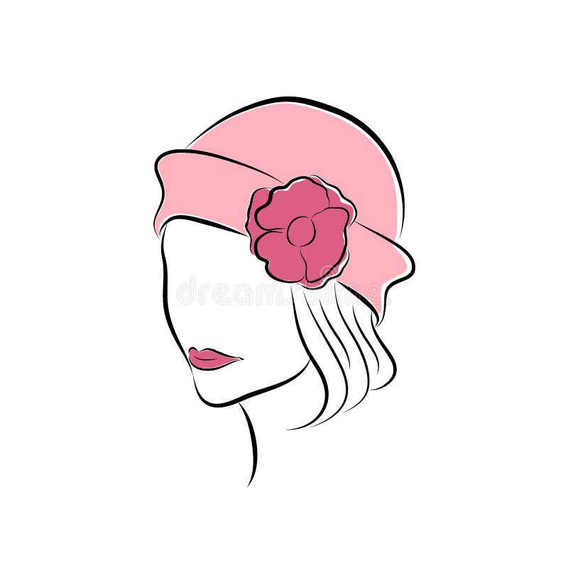 Belle fille dans un chapeau rose avec la fleur Dirigez le style disponible de dessin de croquis de mode pour votre conception EPS illustration stock Belle fille dans un chapeau rose avec la fleur Dirigez le style disponible de dessin de croquis de mode pour votre conception EPS illustration stock