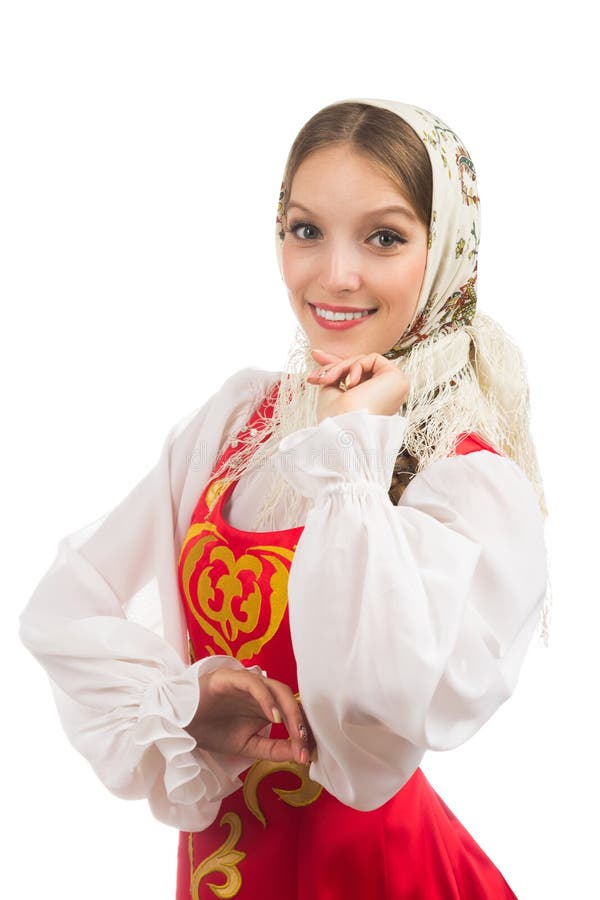 Belle Fille Russe De Sourire Dans Le Costume Folklorique Image Stock 5046