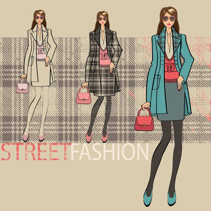 Belle fille à la mode Ensemble d'options Illustration de mode illustration stock Belle fille à la mode Ensemble d'options Illustration de mode illustration stock