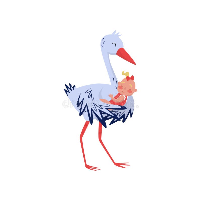 Belle illustration de cigogne étreignant la petite fille Oiseau et enfant nouveau-né adorable Élément plat de vecteur pour la fêt illustration de vecteur Belle illustration de cigogne étreignant la petite fille Oiseau et enfant nouveau-né adorable Élément plat de vecteur pour la fêt illustration de vecteur