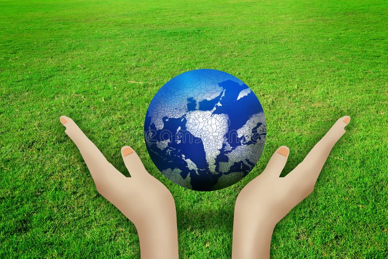 Belle main femelle tenant la terre illustration stock Belle main femelle tenant la terre illustration stock