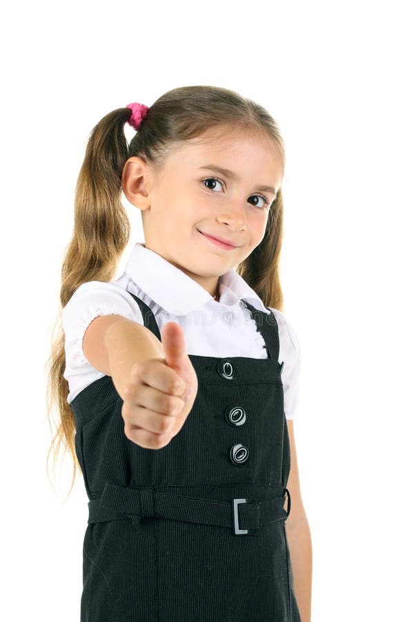 Belle petite fille dans l'uniforme scolaire images libres de droits Belle petite fille dans l'uniforme scolaire images libres de droits