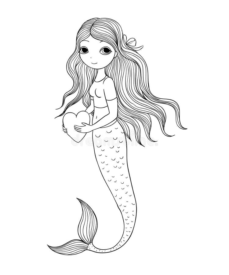 Beautiful little mermaid. Siren. Sea theme. isolated objects on white background. Vector illustration. Beautiful little mermaid. Siren. Sea theme. isolated objects on white background. Vector illustration.