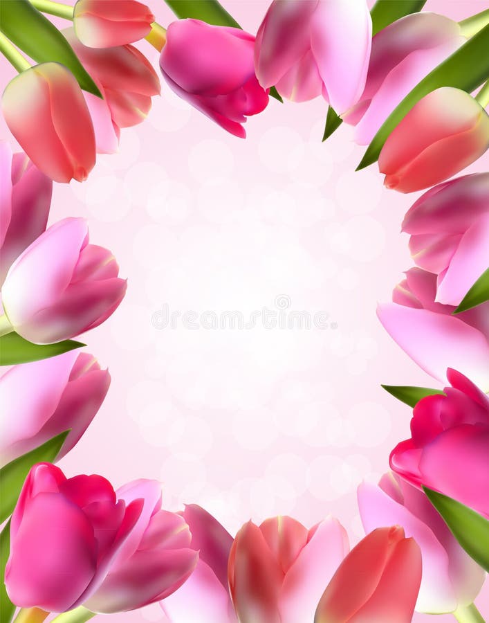 Belle Tulip Frame Vector réaliste rose illustration de vecteur Belle Tulip Frame Vector réaliste rose illustration de vecteur