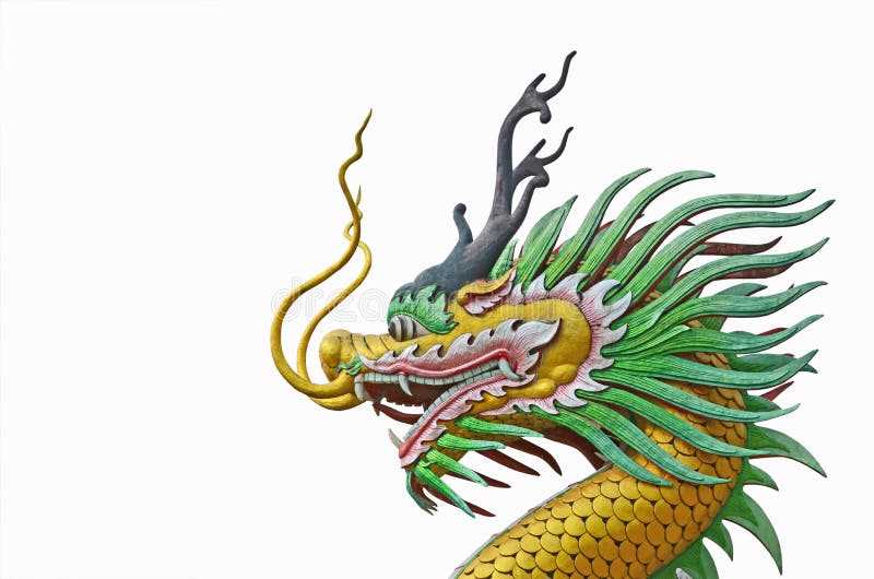 Belle tête de sculpture colorée en dragon sur le backgroud blanc image stock Belle tête de sculpture colorée en dragon sur le backgroud blanc image stock