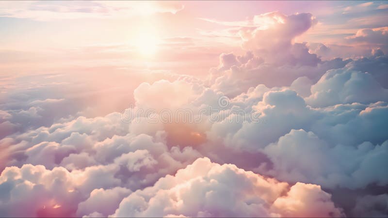 Belle vue aérienne au-dessus des nuages au coucher du soleil belle nuages paysage lever du soleil. aigénéré. clips vidéos