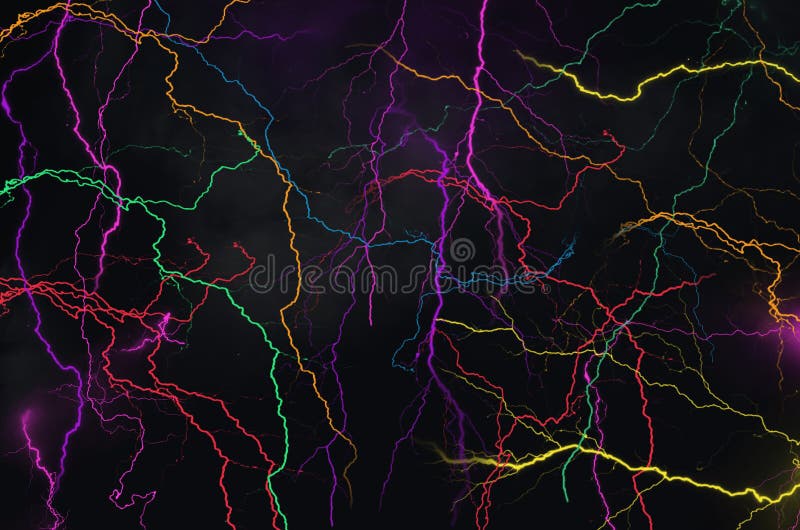 Belles foudres colorées sur le fond noir images libres de droits Belles foudres colorées sur le fond noir images libres de droits