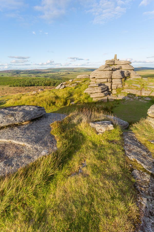 Bellever Tor Dartmoor national park Devon Uk