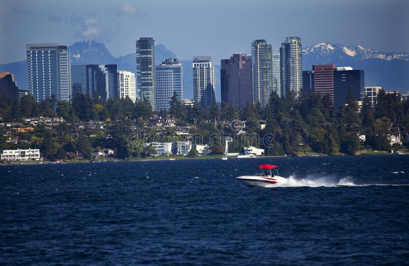 Bellevue WA Skyline Lake Washington Stock Photo Image of state