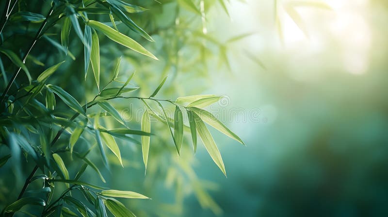 Belleza tranquila un armario de frondosos tallos de bambú verde bañados por la suave luz matutina libre illustration