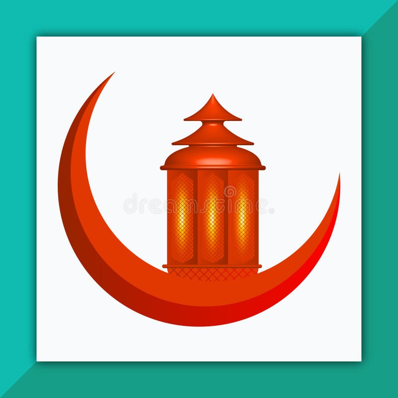 Bellissima luna rossa con lanterna illuminata royalty illustrazione gratis