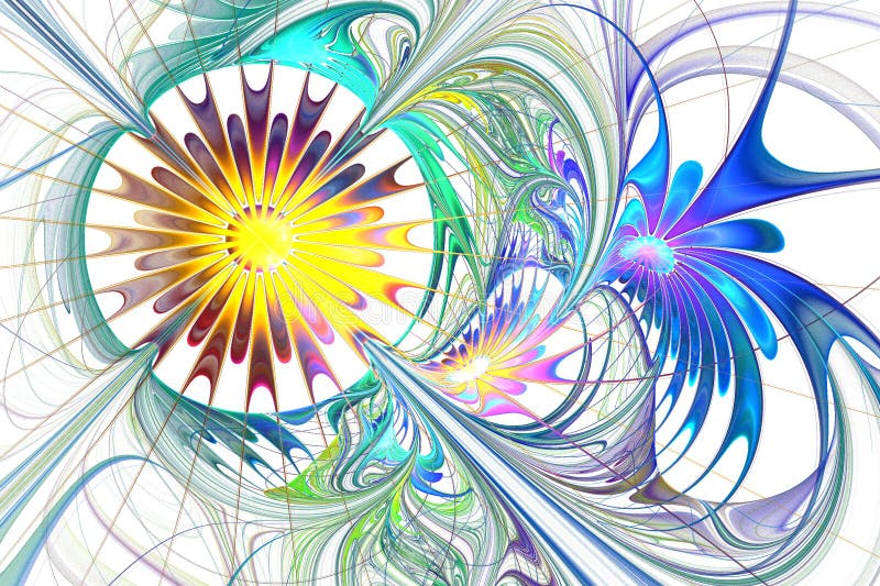 Bello fiore multicolore di frattale in blu, nella porpora e nel marrone royalty illustrazione gratis Bello fiore multicolore di frattale in blu, nella porpora e nel marrone royalty illustrazione gratis
