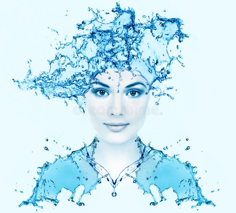 Beautiful woman face with water. Purity concept background. Beautiful woman face with water. Purity concept background.