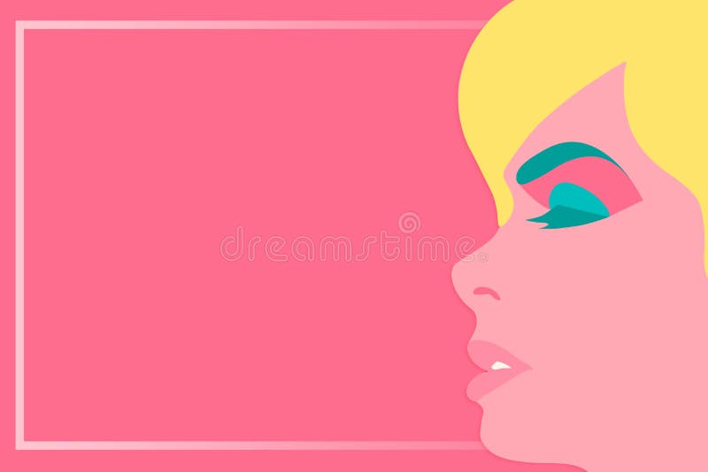 Bello fronte della donna su fondo rosa nello stile di Pop art con la struttura per il concetto dell'illustrazione di vettore del illustrazione di stock Bello fronte della donna su fondo rosa nello stile di Pop art con la struttura per il concetto dell'illustrazione di vettore del illustrazione di stock