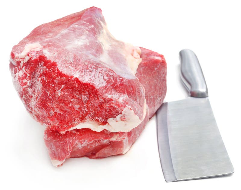Bello pezzo di manzo con il coltello da cucina immagine stock libera da diritti Bello pezzo di manzo con il coltello da cucina immagine stock libera da diritti