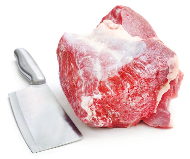 Bello pezzo di manzo con il coltello da cucina fotografia stock libera da diritti Bello pezzo di manzo con il coltello da cucina fotografia stock libera da diritti