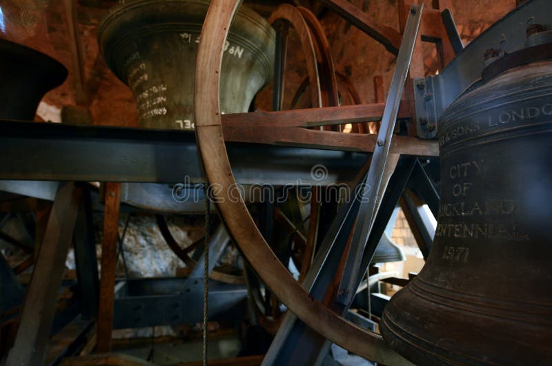 AUCKLAND - SEP 02 2015:The bells of St Matthew-in-the-City.It'shistoric Anglican church located in the Central Business District of Auckland, renowned for its neo-Gothic style since its completion in 1905. AUCKLAND - SEP 02 2015:The bells of St Matthew-in-the-City.It'shistoric Anglican church located in the Central Business District of Auckland, renowned for its neo-Gothic style since its completion in 1905.