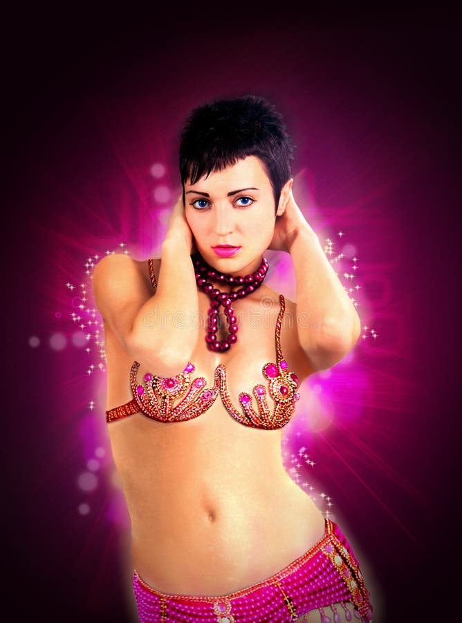 Belly dance woman with short hair collage