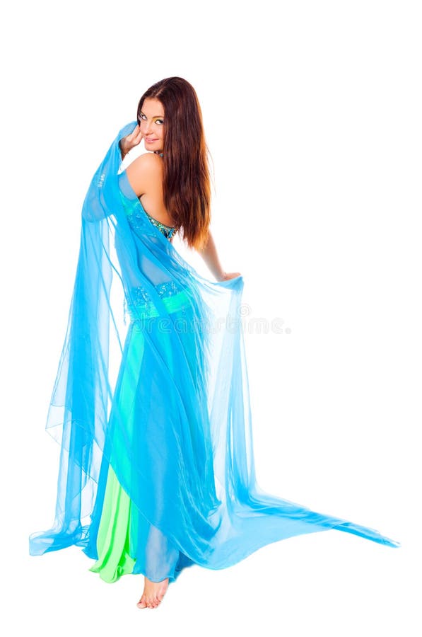 Belly Dancer in Blue and Gold Stock Photo - Image of attractive, cute ...