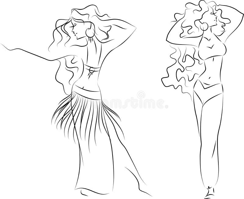 Belly dancing women silhouettes