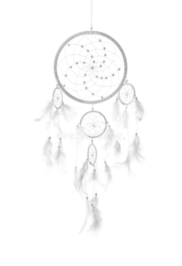 Belo caçador de sonhos feito à mão em fundo branco imagens de stock